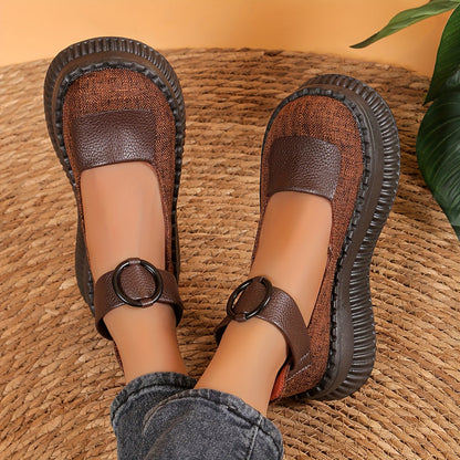 Women's Vintage Mary Jane Low Shoes with Round Toes and Straps – Comfortable Casual Shoes for Everyday and Office Use