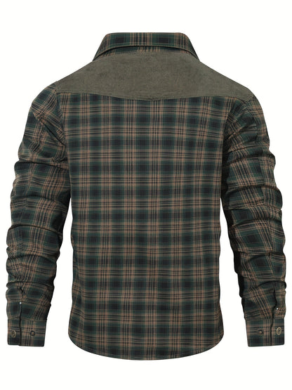 Men's Casual Checkered Shirt Jacket in Softshell Style for Everyday and Outdoor Use