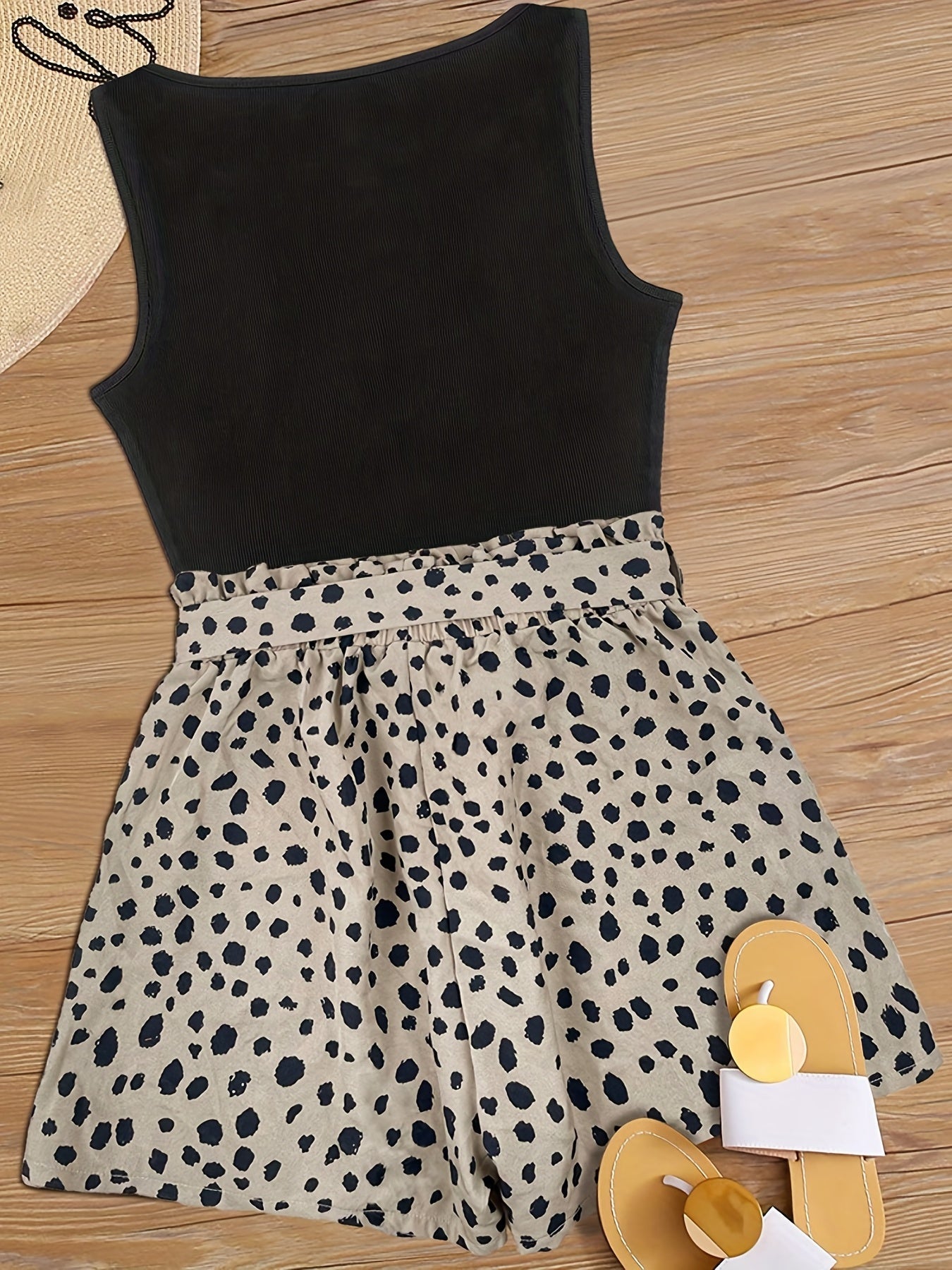 Women's Set: Sleeveless Top and Printed Shorts – Summer Street Style Outfit
