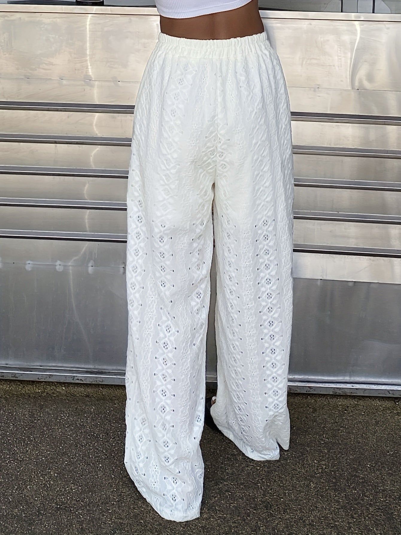 Damen Weite Spitzenhose im Boho-Stil für Sommer und Strand