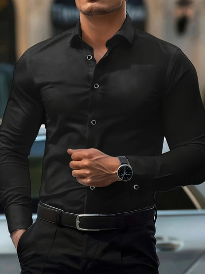 Men's Business Slim Fit Long Sleeve Shirt – Elegant Look for Office and Leisure