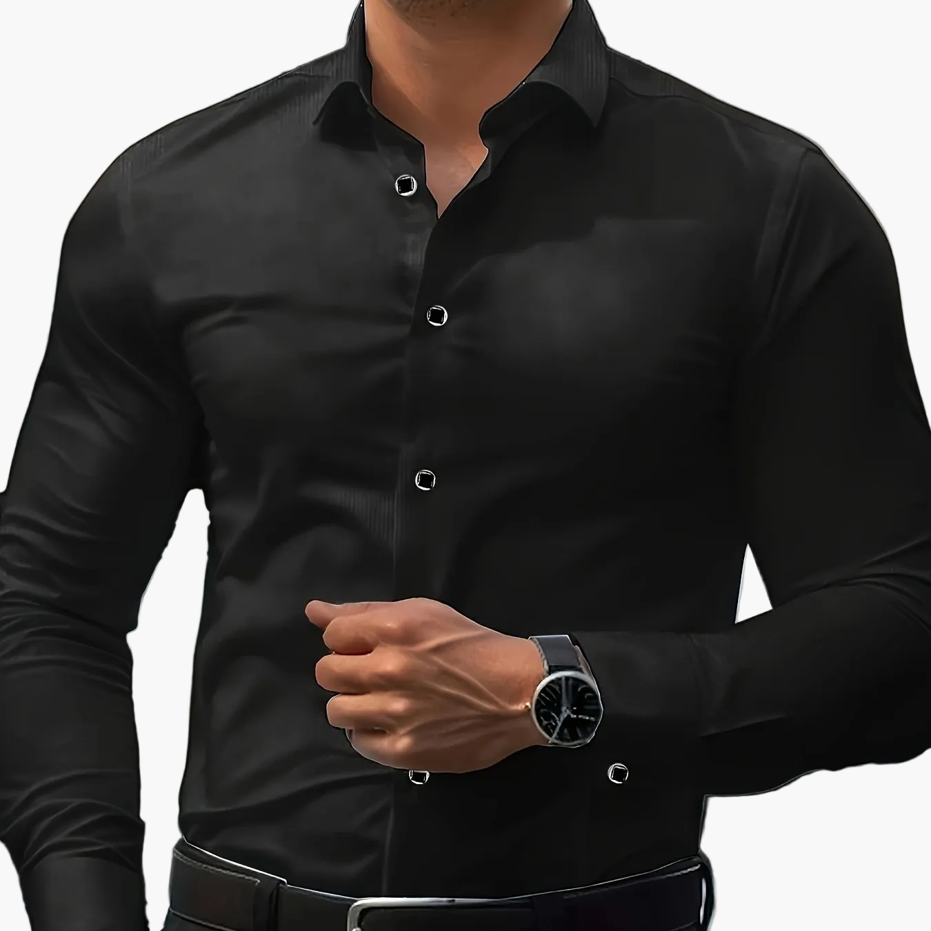 Men's Business Slim Fit Long Sleeve Shirt – Elegant Look for Office and Leisure
