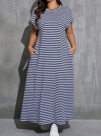 Women's maxi dress with stripe pattern, casual-elegant, for everyday and leisure use