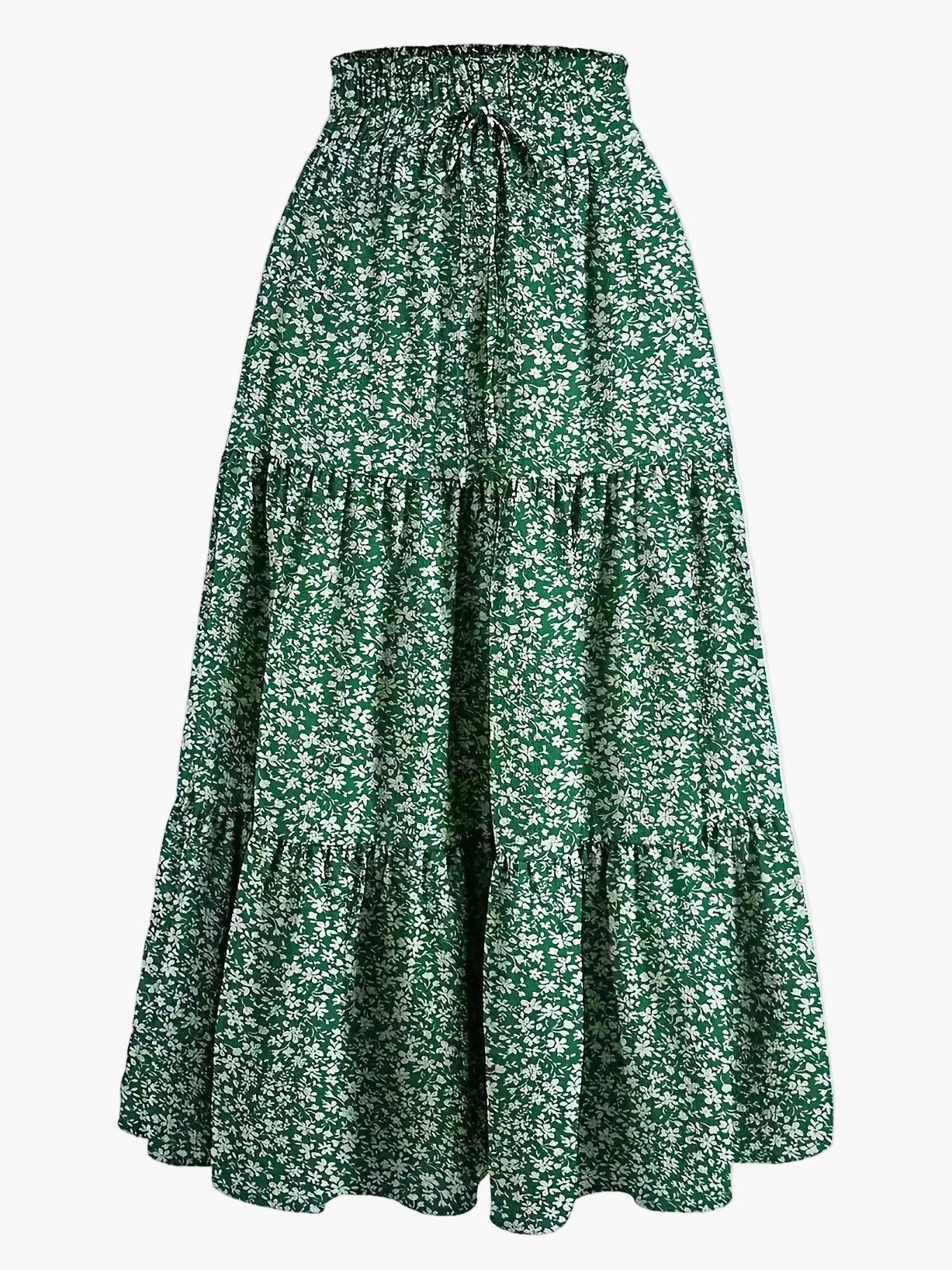 Women's Elegant Tiered Skirt with Ruffles and Drawstring – Perfect for Everyday & Leisure