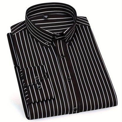 Herren Slim Fit Streifenhemd – Modernes Business & Freizeit Langarmhemd