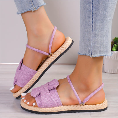 Women's summer sandals with bow and ankle strap – fashionable casual shoes for everyday wear & vacation
