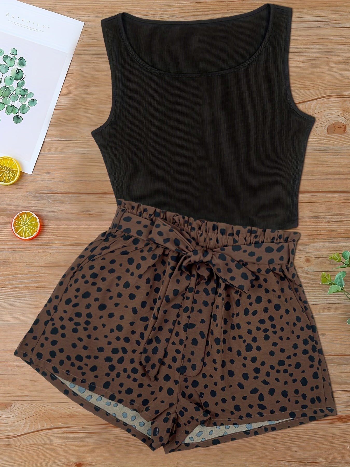 Women's Set: Sleeveless Top and Printed Shorts – Summer Street Style Outfit