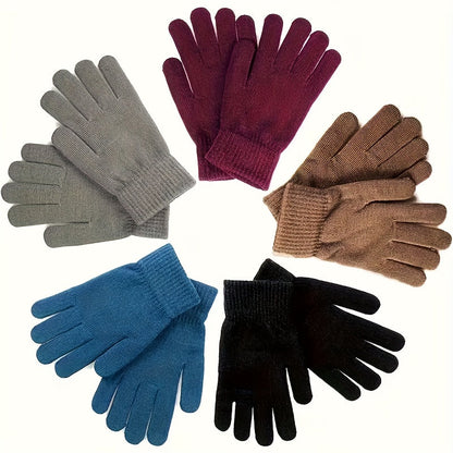 Unisex knitted gloves with ribbed cuffs, winter set