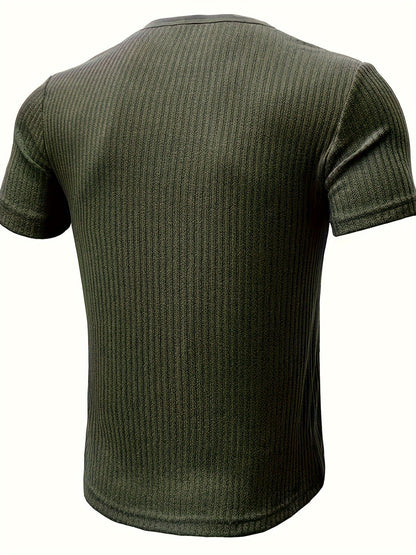 Herren Henley T-Shirt mit Knopfleiste und Streifen – Freizeit Kurzarmshirt für Alltag & Freizeit