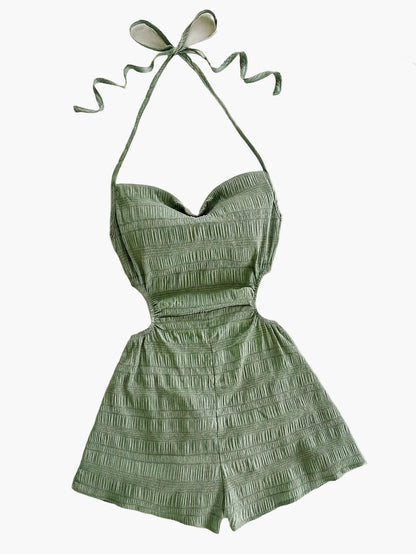 Women's jumpsuit with halter neck and cut-outs – fashionable one-piece for vacation and summer