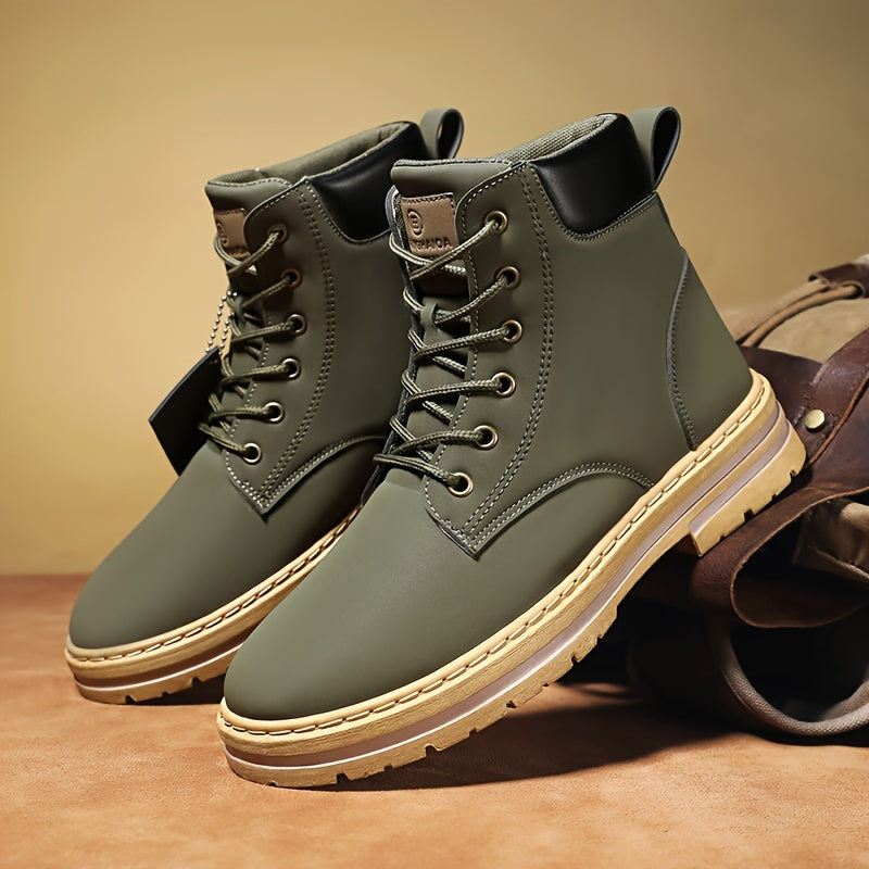 Herren Schnürstiefel Olivgrün mit Profilsohle