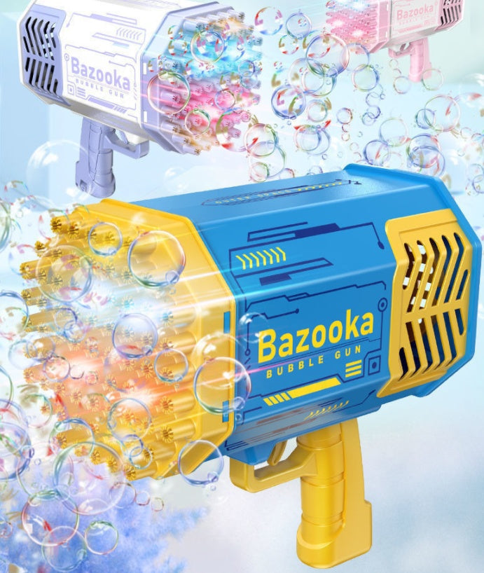 Kids Bazooka Bubble Gun – Electric Soap Bubble Pistol with 69 Nozzles, Rechargeable, for Boys and Girls, Outdoor Toy