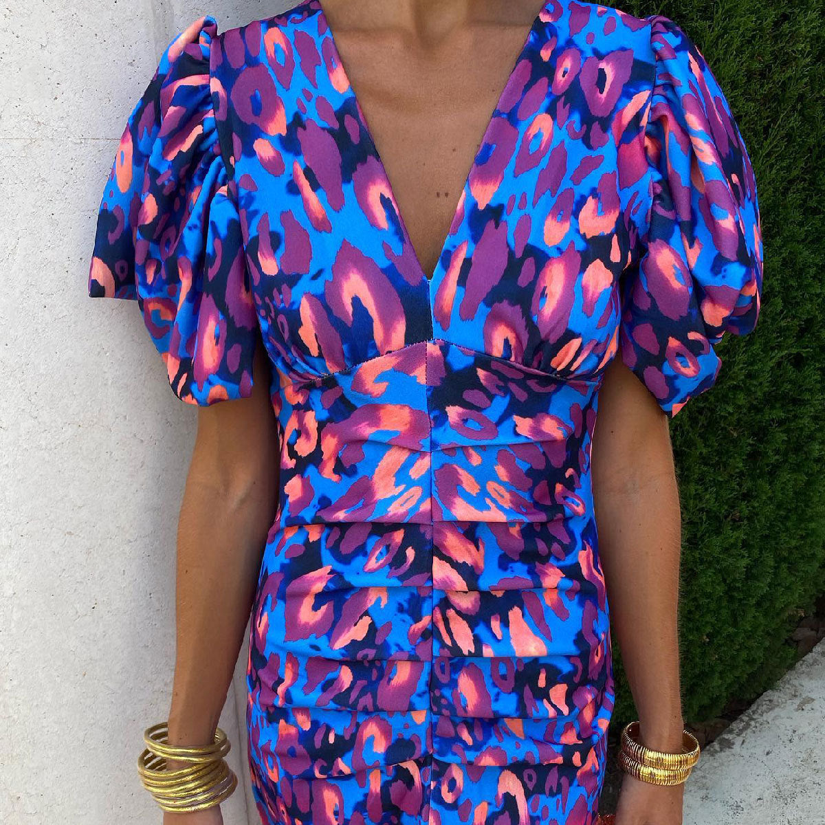 Damen Statement-Midikleid mit Puffärmeln – Elegantes Partykleid mit modernem Schnitt