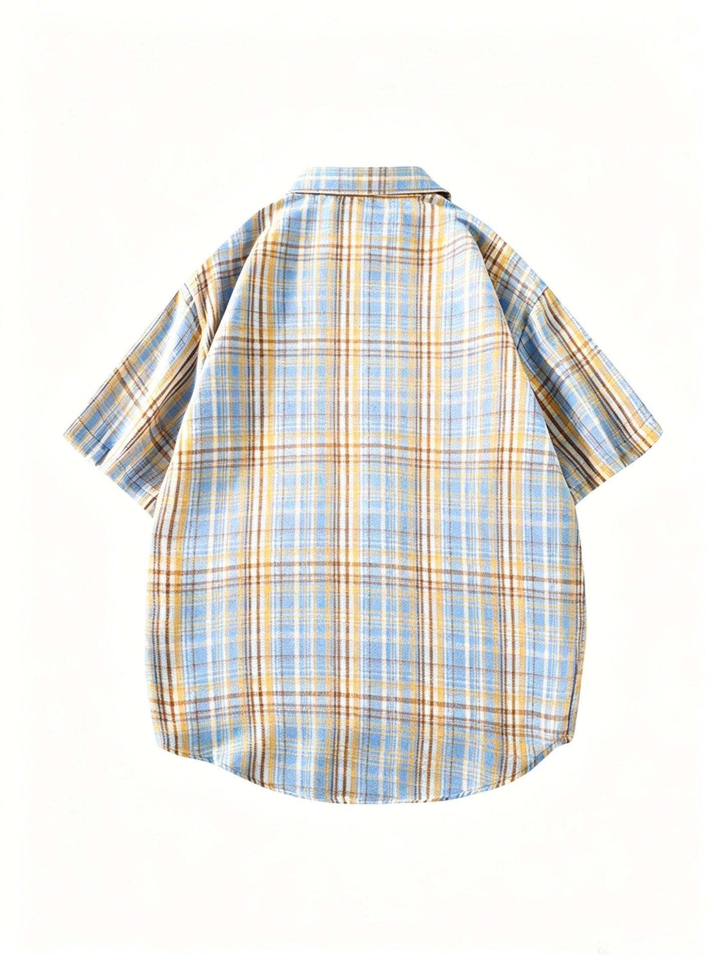 Men's Short Sleeve Casual Shirt Checked Vintage Look Streetwear