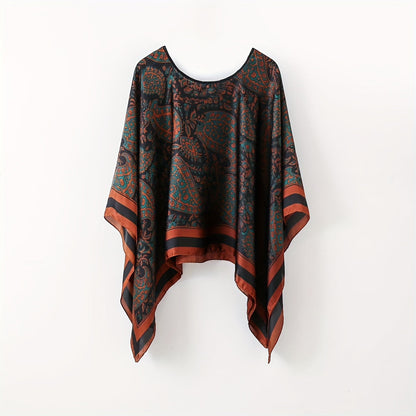 Women's Boho Poncho Tunic – Elegant Cover-Up for Beach and Leisure