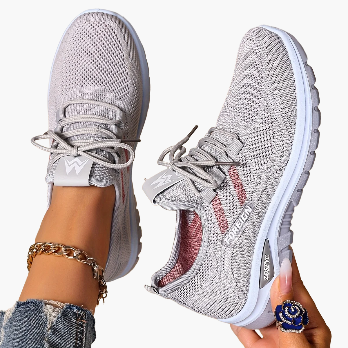Women's Casual Sneakers with Laces – Comfortable Sports Shoes for Everyday & Fitness
