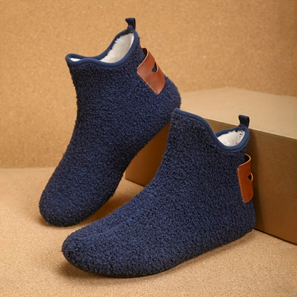Unisex Teddy Fleece Slipper Ankle Boots, Soft, Warm Faux-Fur Look