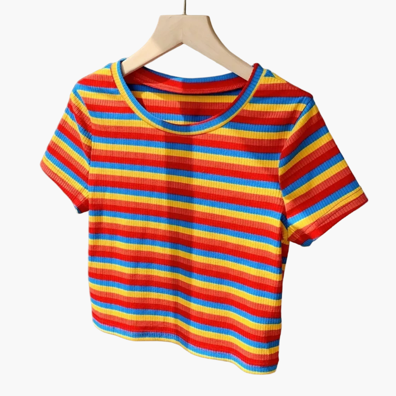 Women's Short-Sleeve T-Shirt with Stripe Pattern – Modern Casual Shirt in Retro Style