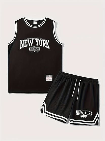 Men's Basketball Training Set New York Print Sports Outfit
