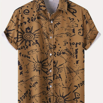 Men's Short-Sleeve Casual Shirt with Shell Motif – Modern Resort Shirt for Beach & Vacation