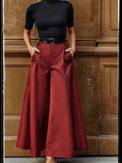 Damen Weitbeinige Palazzo Hose – Eleganter Business und Abend Look