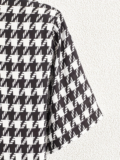 Men's Short-Sleeve Casual Shirt with Modern Geometric Pattern – Stylish Resort Shirt for Summer and Vacation