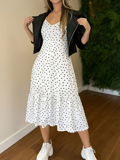 Damen Polka-Dot Midikleid im Vintage-Stil für Alltag und besondere Anlässe
