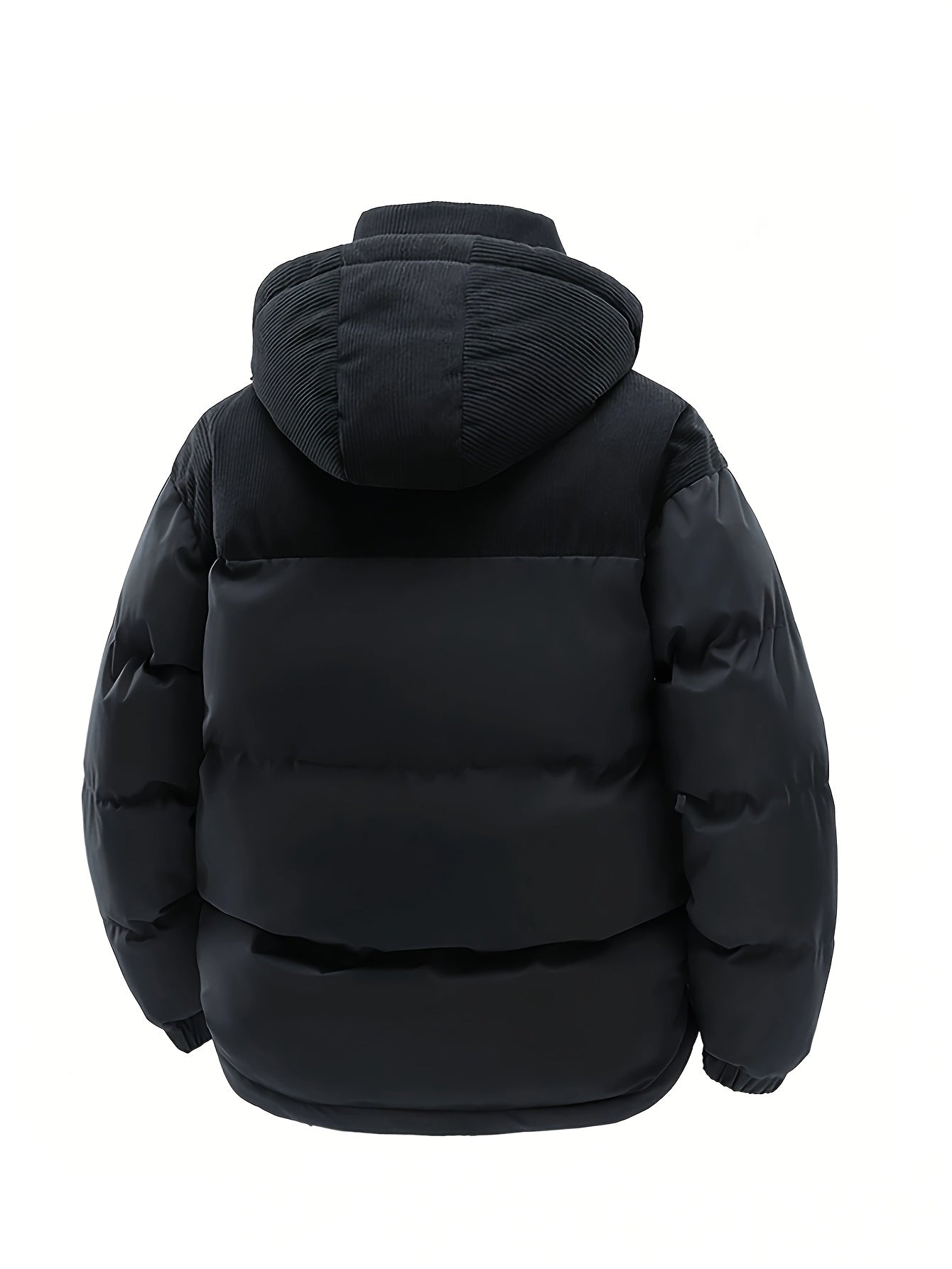 Unisex Winter Steppjacke mit Kapuze und Cord-Details