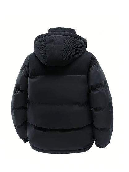 Unisex Winter Steppjacke mit Kapuze und Cord-Details