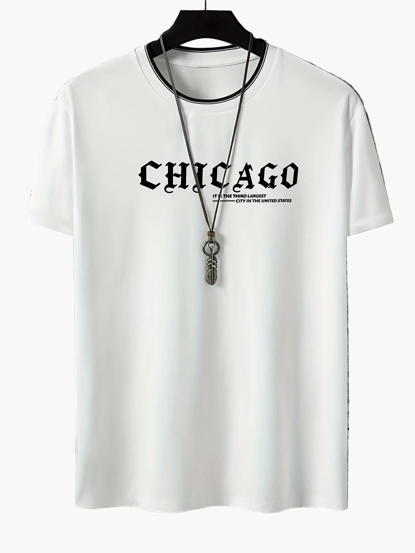 Men's Streetwear-Style T-Shirt with "CHICAGO" Print – Casual Summer Fashion for Leisure & Everyday Wear
