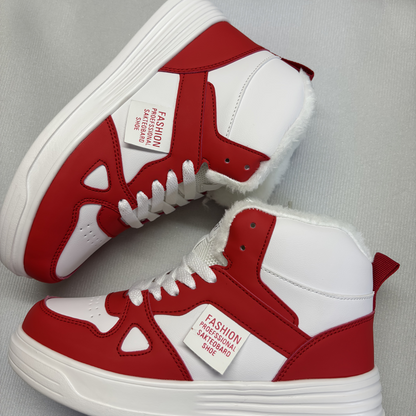 Unisex winter high-top sneakers with lining – warmly lined casual shoes