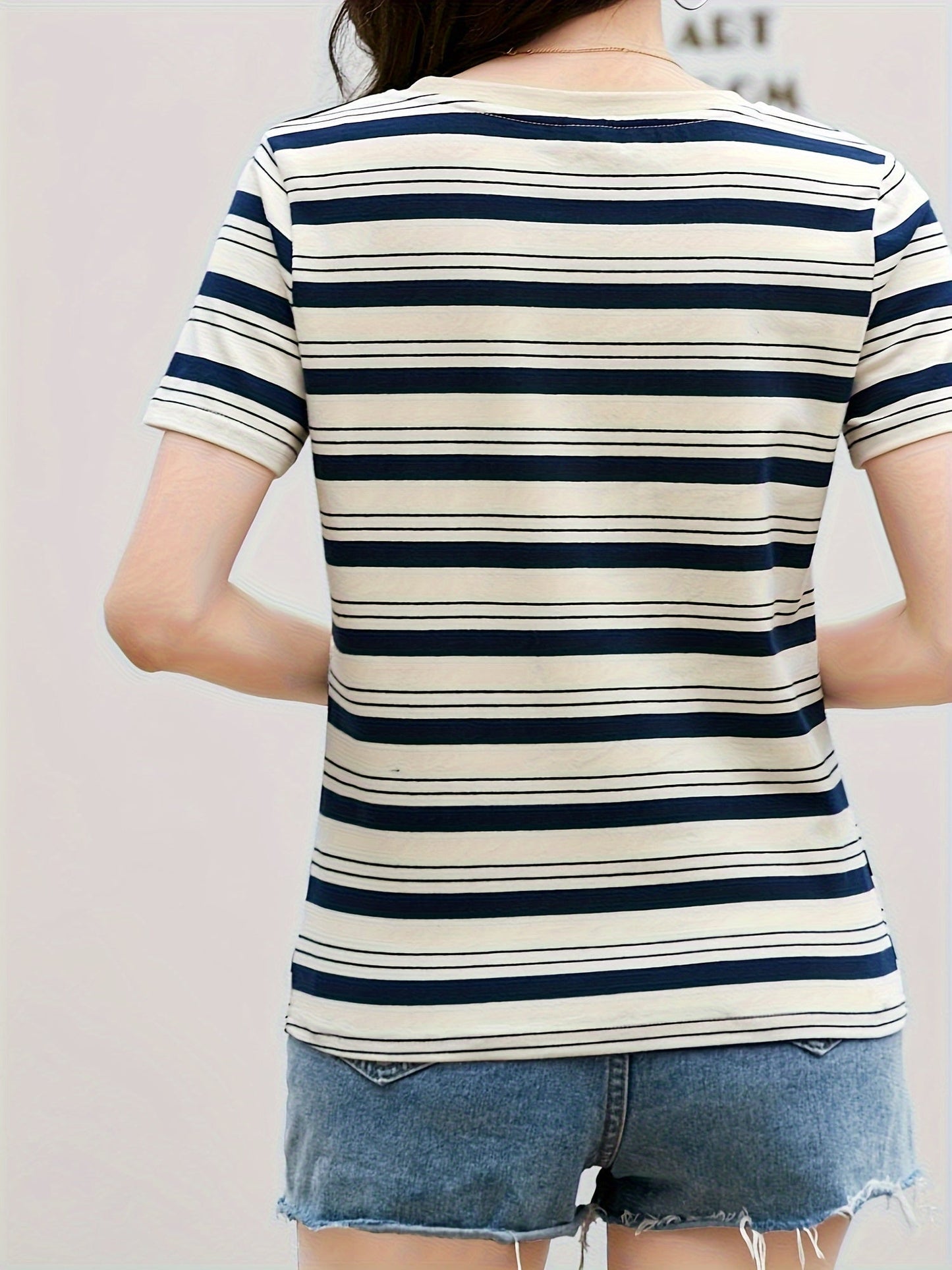 Damen Streifen T-Shirt Kurzarm – Zeitloses Basic für Alltag und Freizeit