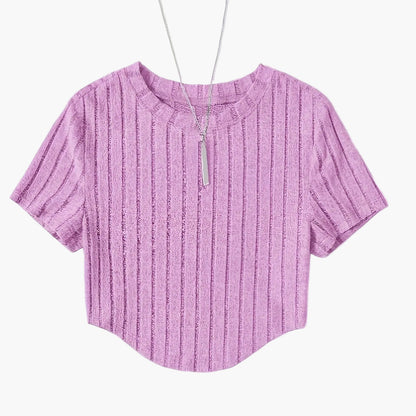 Women's Short-Sleeve Crop Top in Casual Style with Crew Neck – Perfect for Everyday and Leisure