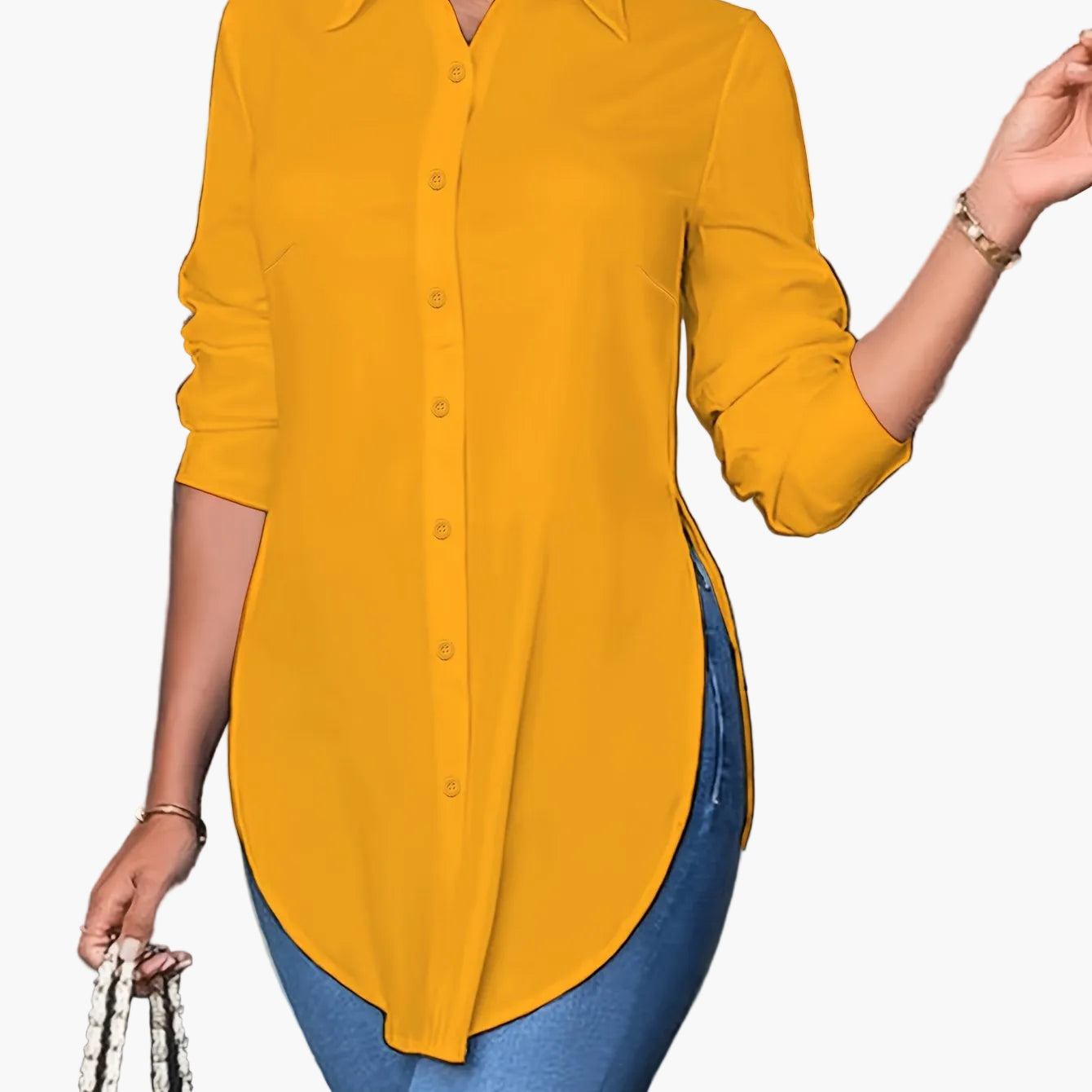 Women's Long-Sleeve Blouse Elegant Business Casual Shirt Tunic
