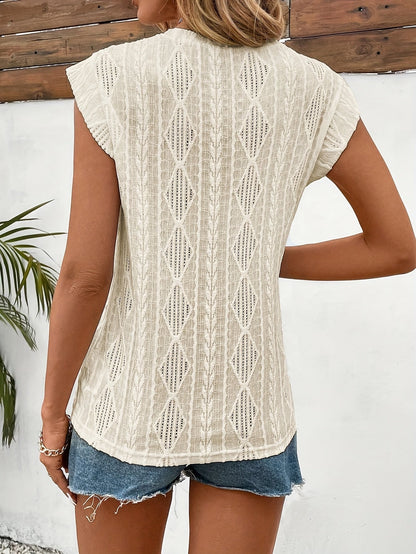 Women's summer top with geometric pattern and sleeveless design – fashionable casual shirt for spring and summer