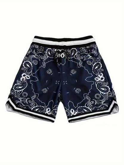 Herren Streetwear Basketball Shorts mit Paisley Print – Sportliche Freizeithose für Alltag & Training
