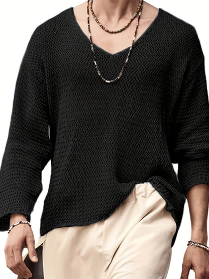 Herren Strickpullover V-Ausschnitt Lockerer Casual Style für Alltag und Freizeit