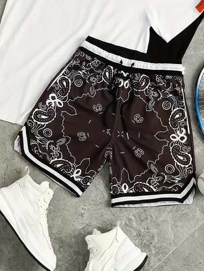 Herren Streetwear Basketball Shorts mit Paisley Print – Sportliche Freizeithose für Alltag & Training