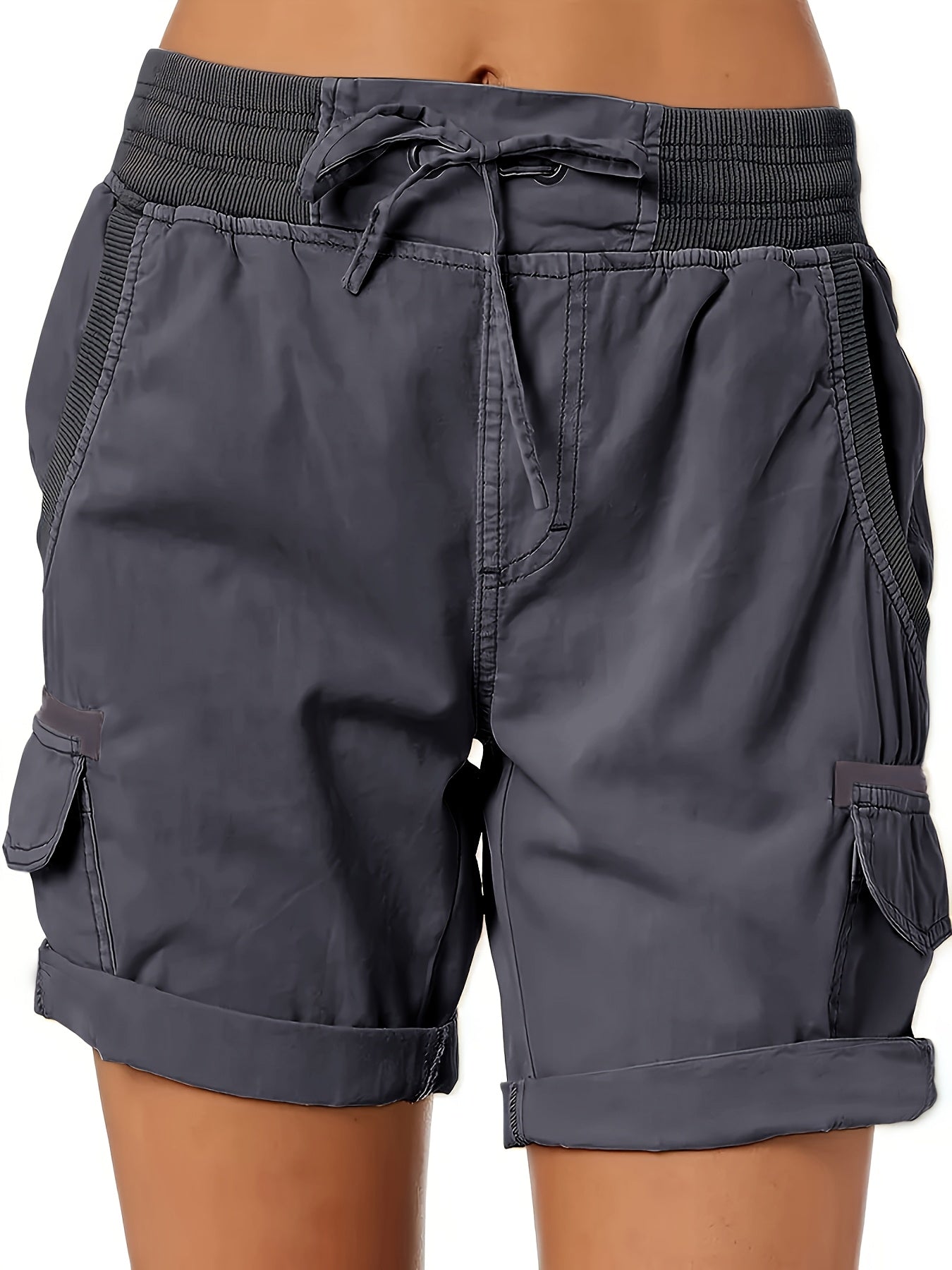 Women's Casual Shorts with Drawstring and Cargo Pockets – Comfortable Summer Bermuda Shorts