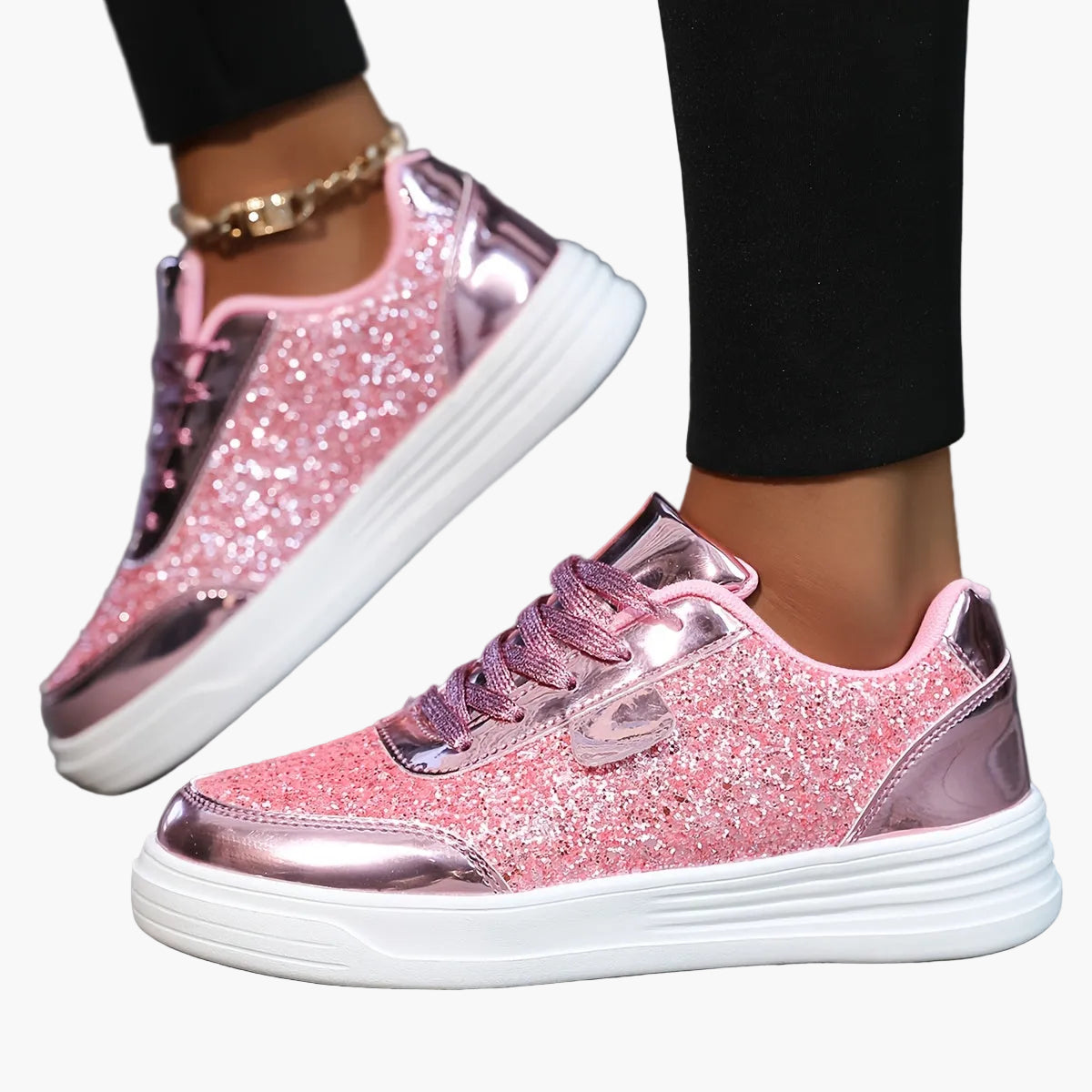 Women's Glitter Sneakers for Everyday & Party – Fashionable Casual Shoes in a Trendy Look