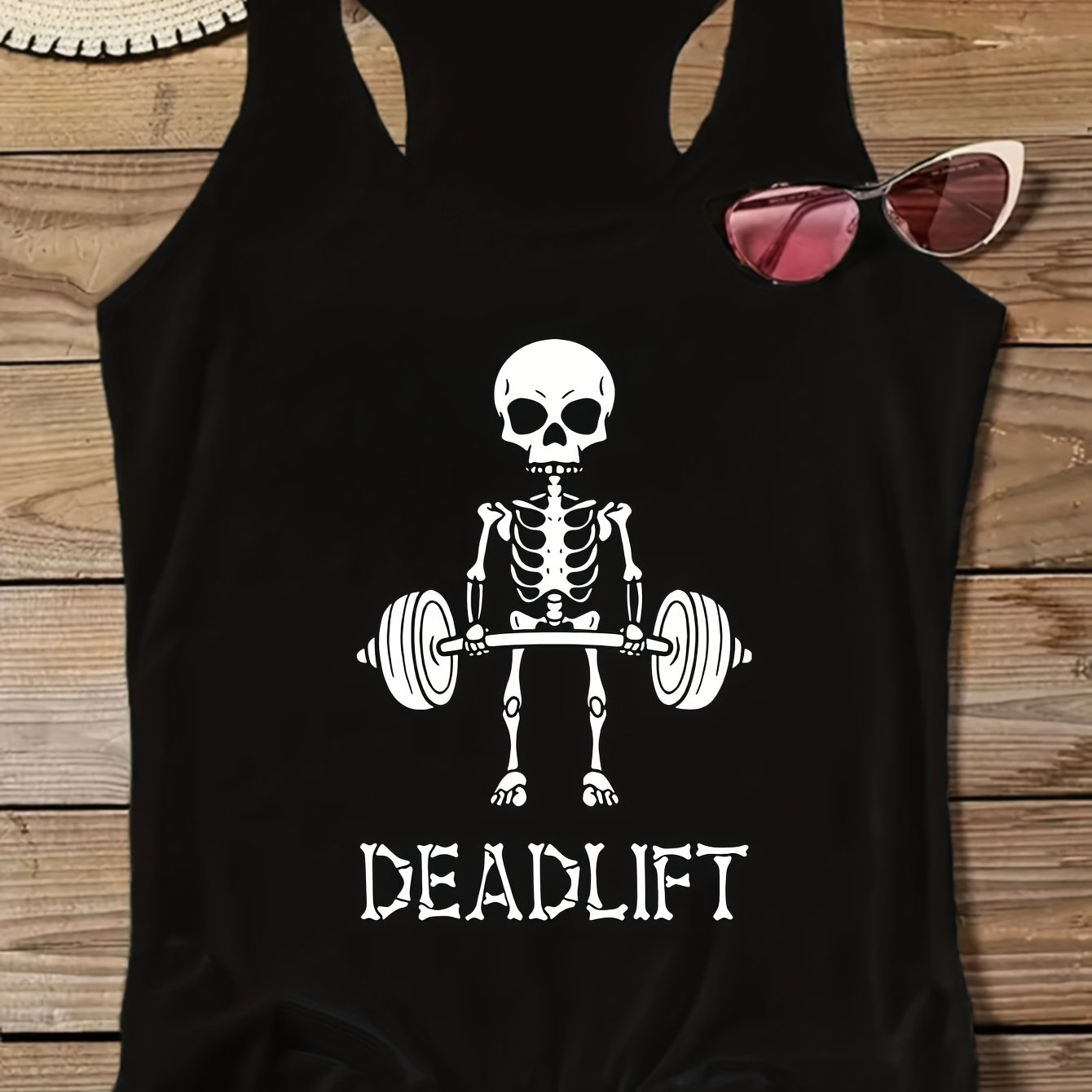 Women's Tank Top Deadlift Skeleton Fun Fitness Design Sports Shirt