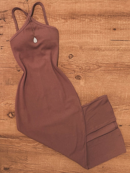 Women's Bodycon Midi Dress with Halterneck and Elegant Summer Style – Figure-Hugging Casual Dress for Everyday & Going Out