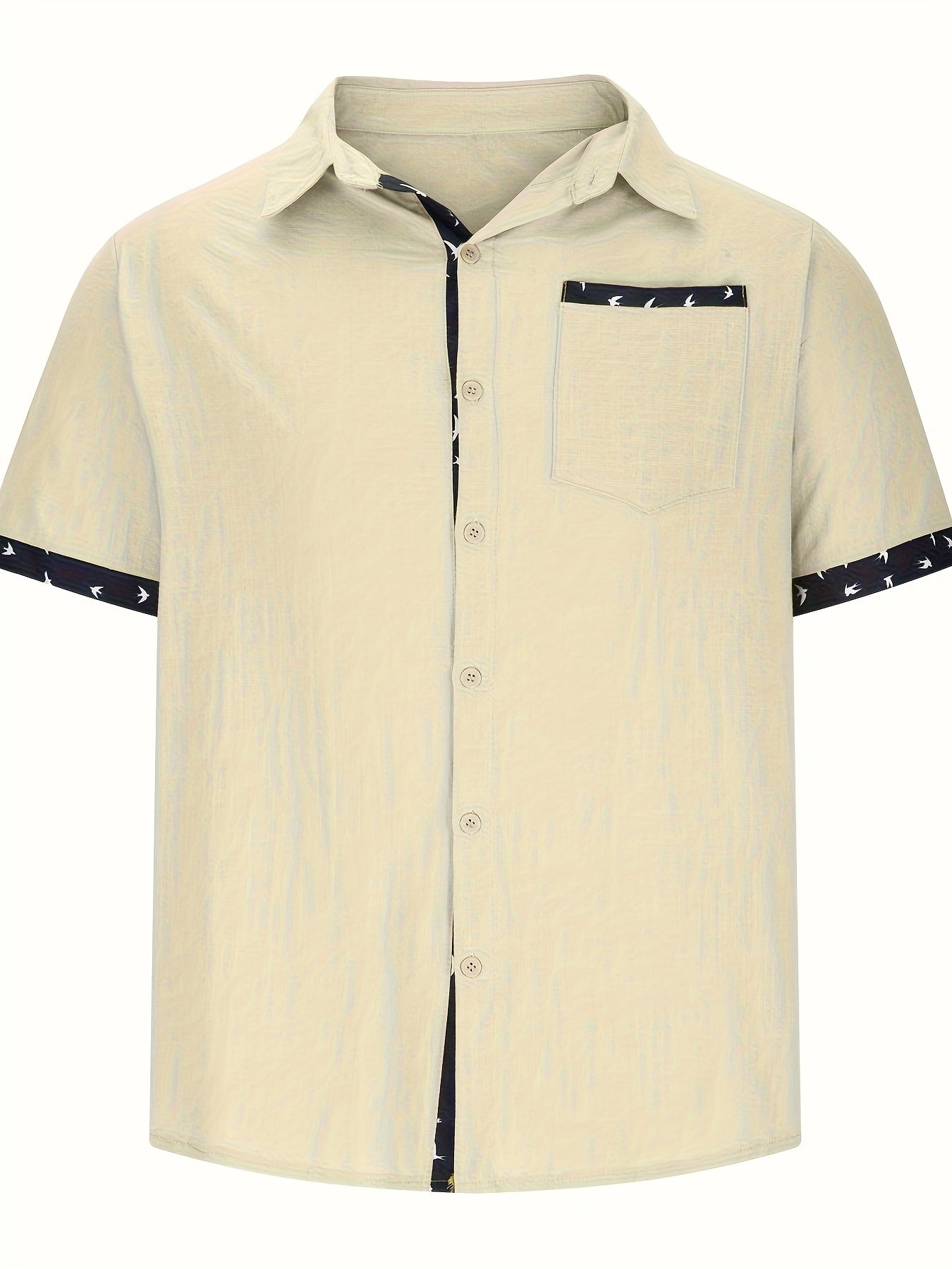 Men's Summer Short-Sleeve Casual Shirt with Contrast Details – Perfect for Vacation & Everyday Wear