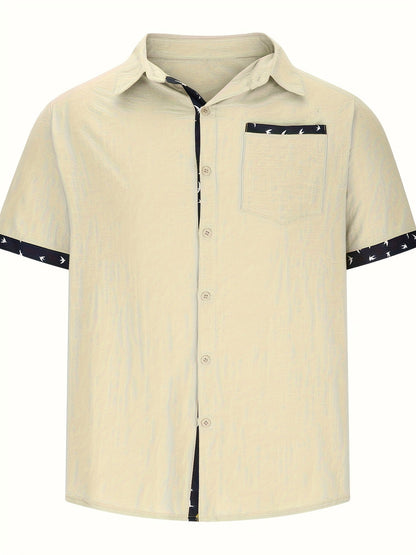 Men's Summer Short-Sleeve Casual Shirt with Contrast Details – Perfect for Vacation & Everyday Wear