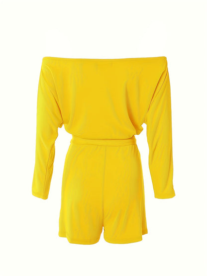 Women's Off-Shoulder Jumpsuit with Tie Belt – Elegant One-Piece for Summer and Leisure