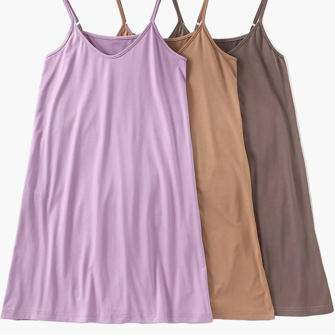 Women's Nightgown Set – Elegant Spaghetti Strap Slip Dress for Spring and Summer, 3-Pack