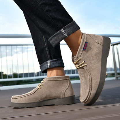 Men's moccasin-style chukka boots with laces and a comfortable sole