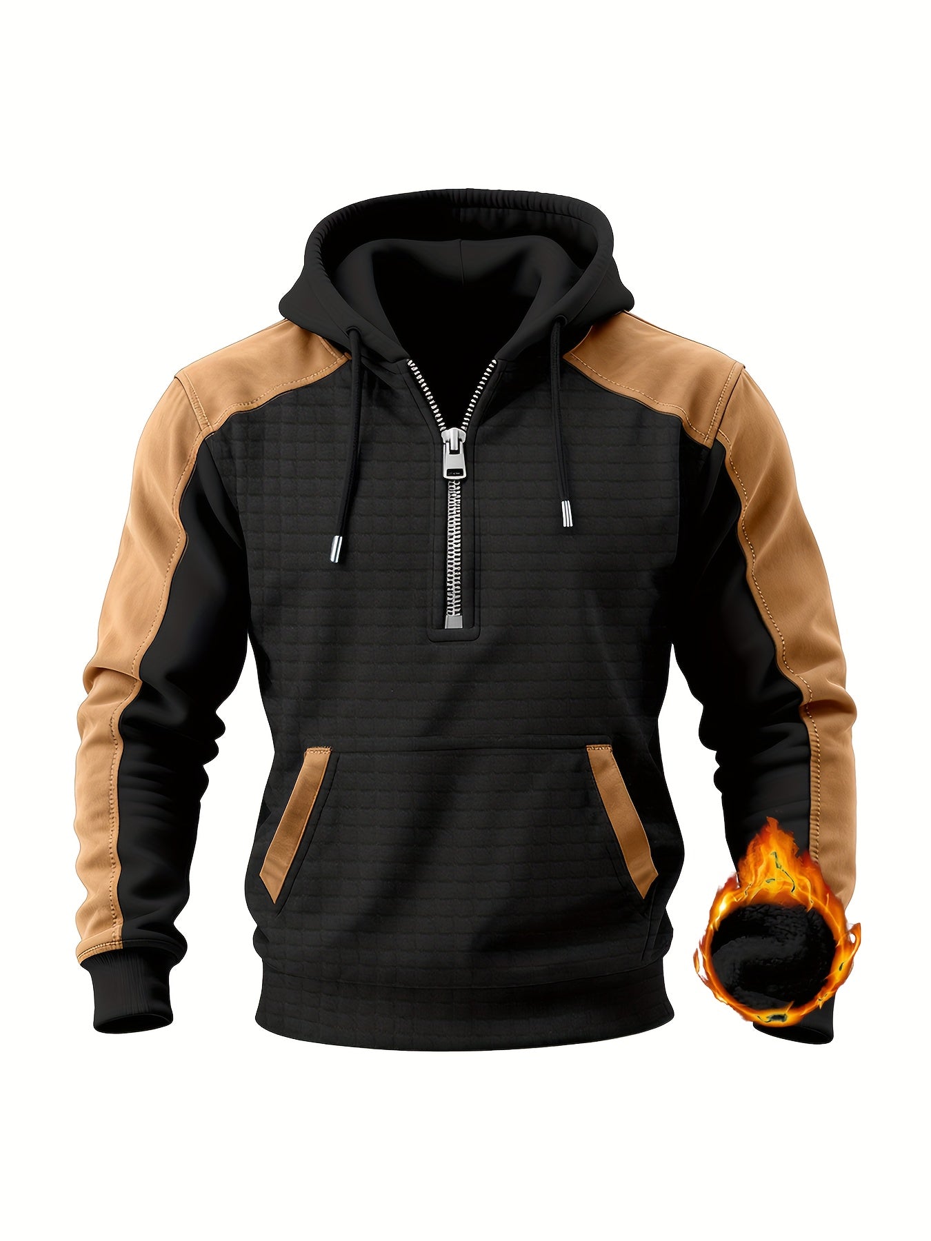 Herren Hoodie Halb-Reißverschluss Stepp-Optik Zweifarbig