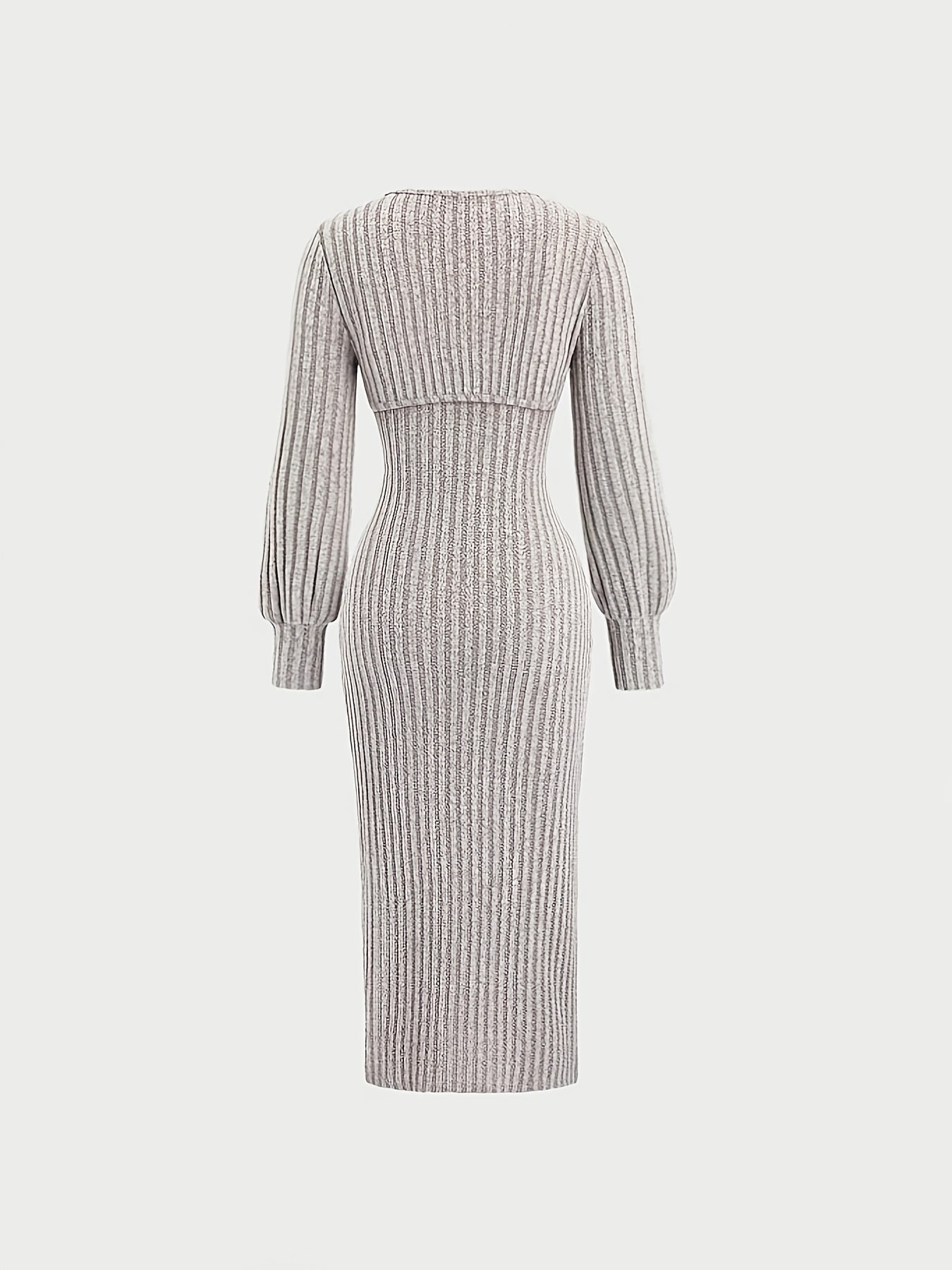 Women's ribbed spaghetti-strap dress and bolero knit set with side slit