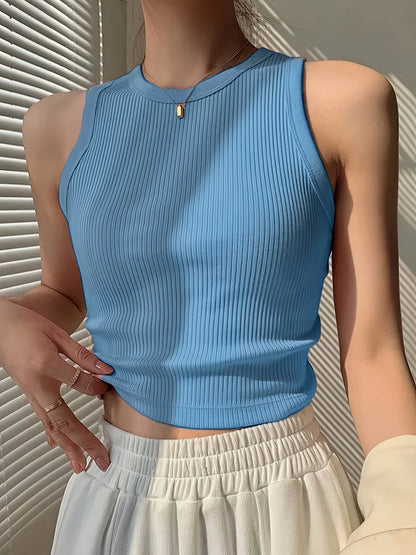 Women's Basic Ribbed Tank Top for Everyday, Sports, and Layering – Fitted Cut